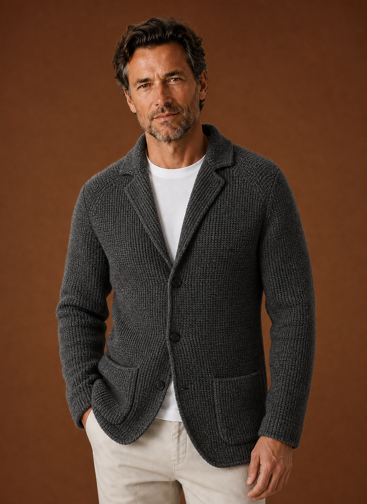 Gebreide Blazer Heren – Vest met Blazerkraag