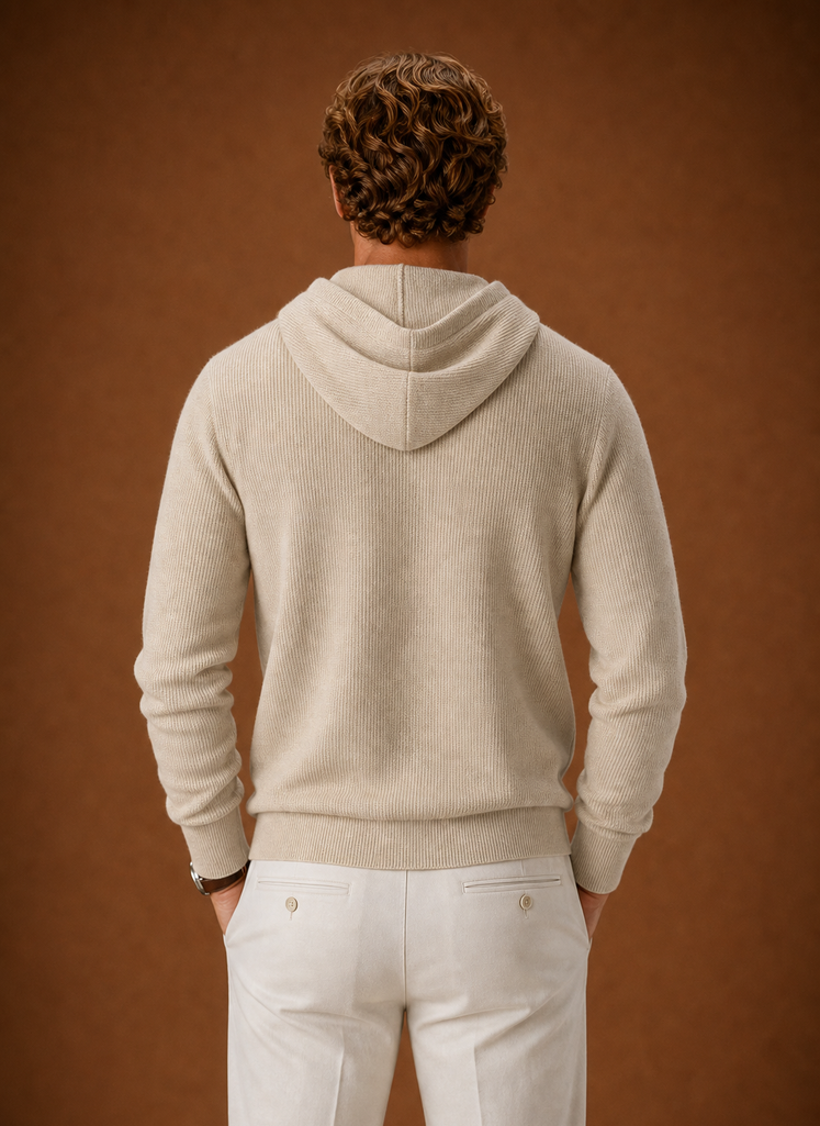 Men's Hooded Half Zip Sweater - Knit Pullover | Areleon
