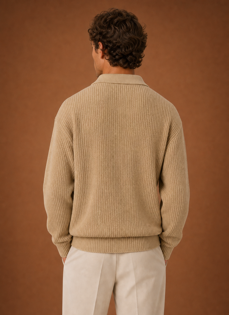 Men's Quarter Zip Sweater - Oversized Knit Pullover | Areleon