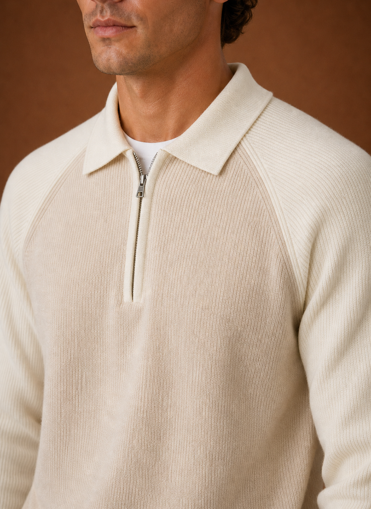 Men's Half Zip Sweater - Long Sleeve Knit Pullover | Areleon