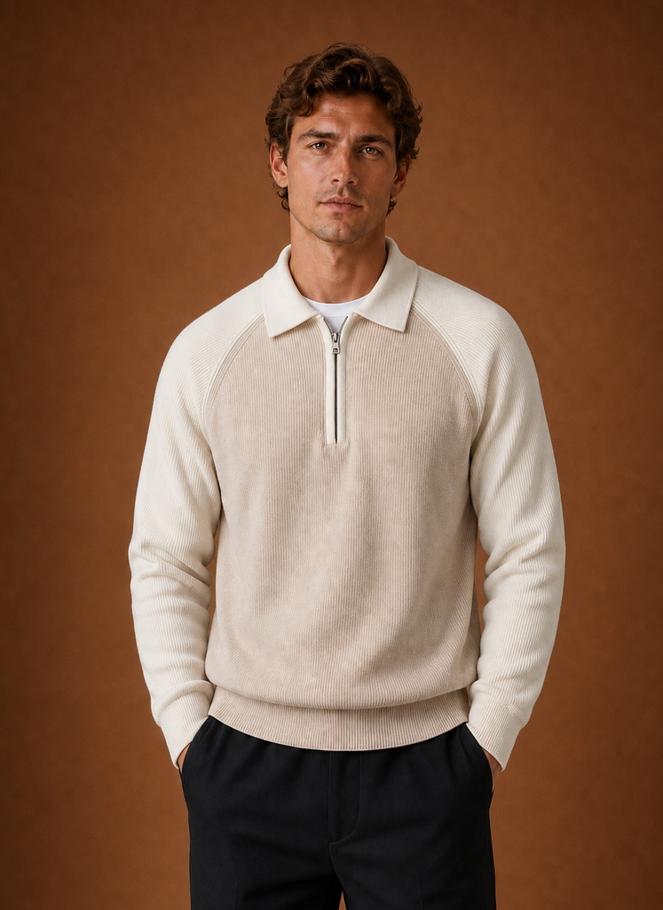 Men's Half Zip Sweater - Long Sleeve Knit Pullover | Areleon