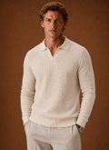 Men's Textured Knit Polo Sweater - Long Sleeve Pullover | Areleon