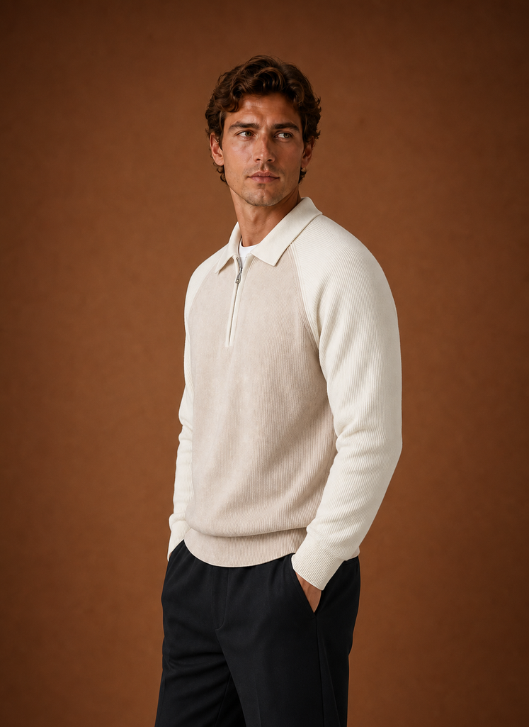 Men's Half Zip Sweater - Long Sleeve Knit Pullover | Areleon