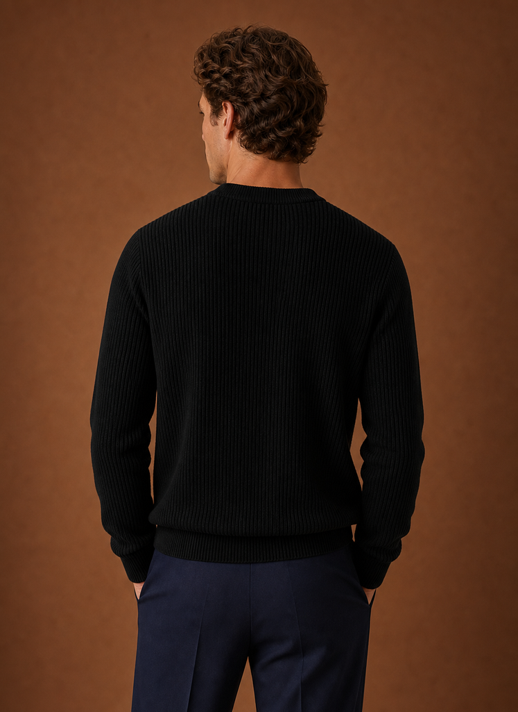 Men's Knit Crewneck Sweater - Ribbed Pullover | Areleon