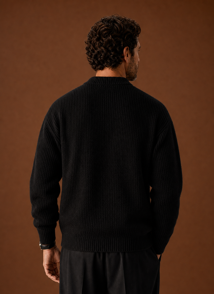 Men's Ribbed Knit Sweater - Crew Neck Pullover | Areleon