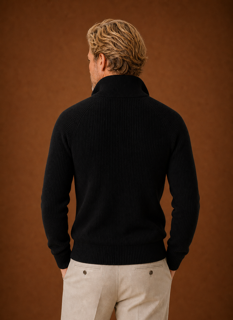 Men's Knit Cardigan - Full Zip Ribbed Zip-Up Sweater | Areleon