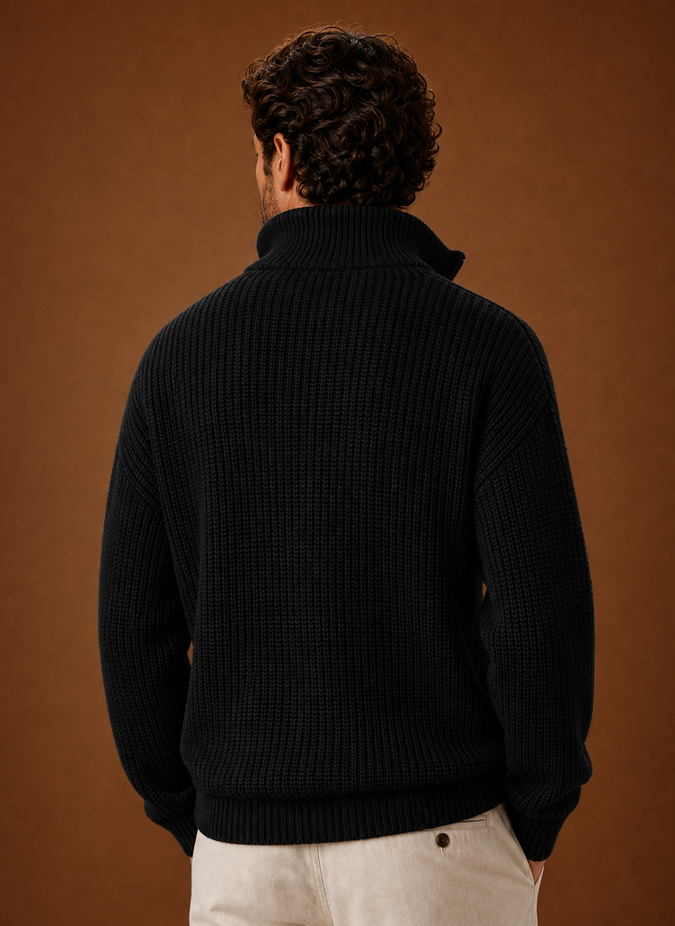 Men's Half Zip Sweater - Oversized Ribbed Pullover | Areleon