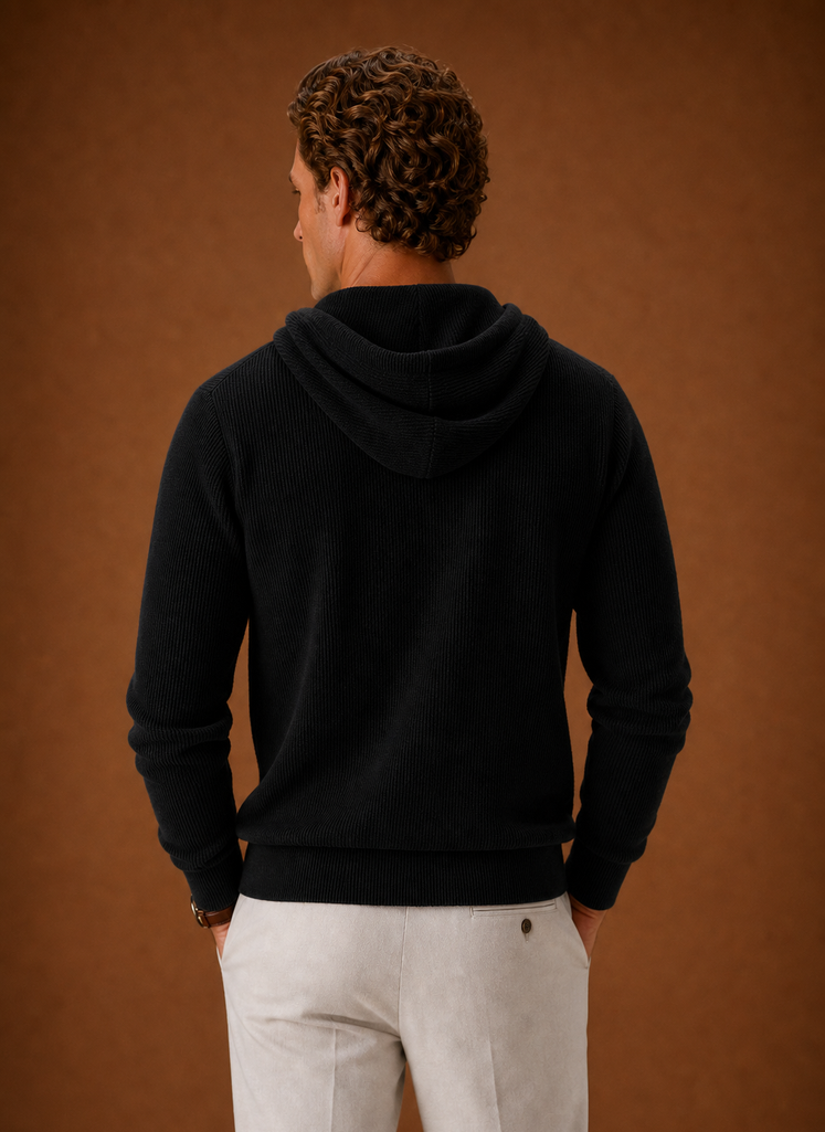 Men's Hooded Half Zip Sweater - Knit Pullover | Areleon