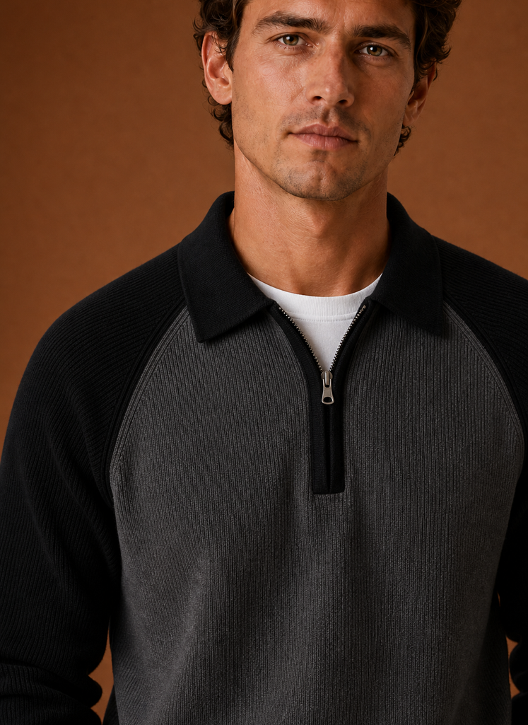 Men's Half Zip Sweater - Long Sleeve Knit Pullover | Areleon