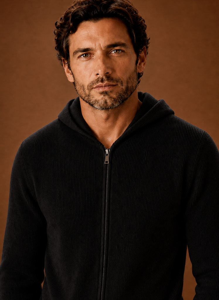 Men's Full Zip Hoodie - Knit Zip-Up Layering Piece | Areleon