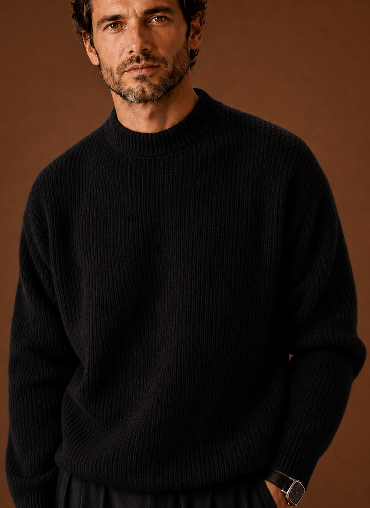Men's Ribbed Knit Sweater - Crew Neck Pullover | Areleon