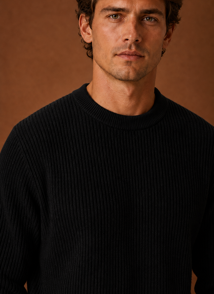 Men's Knit Crewneck Sweater - Ribbed Pullover | Areleon