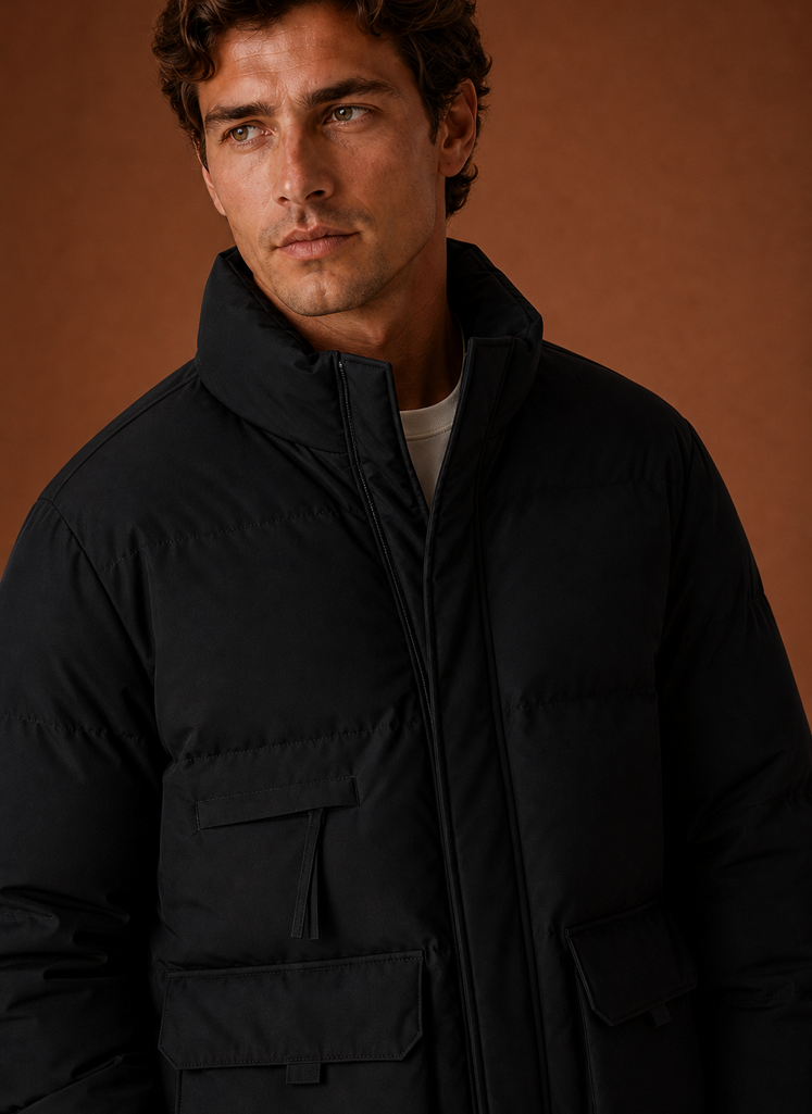 Men's Puffer Jacket - High-Neck Winter Coat | Areleon