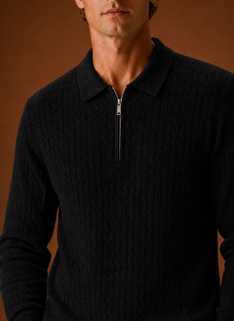 Men's Half Zip Pullover - Oversized Ribbed Sweater | Areleon