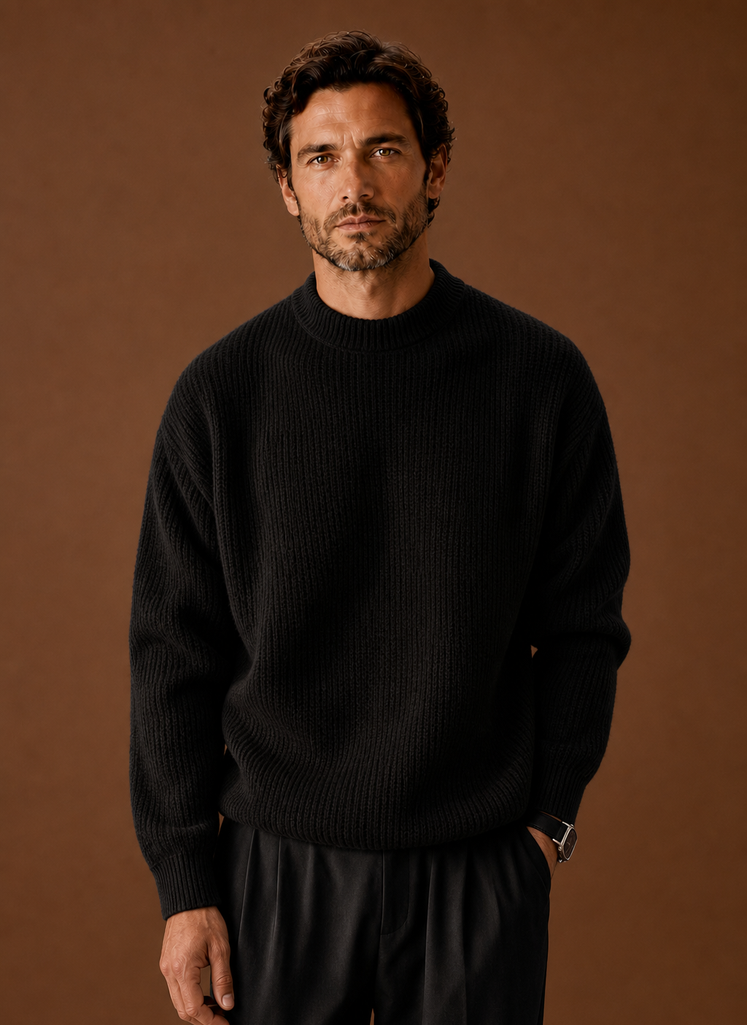 Men's Ribbed Knit Sweater - Crew Neck Pullover | Areleon
