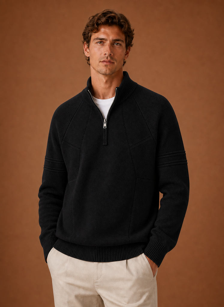 Men's Half Zip Knit Sweater - Casual Layering Pullover | Areleon