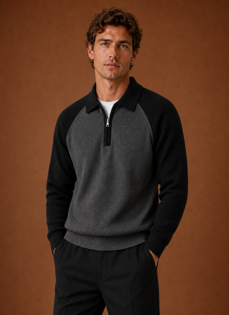 Men's Half Zip Sweater - Long Sleeve Knit Pullover | Areleon