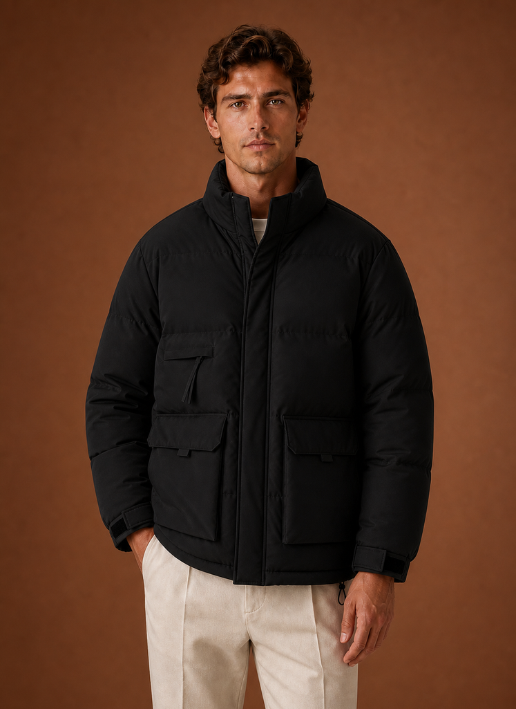 Men's Puffer Jacket - High-Neck Winter Coat | Areleon