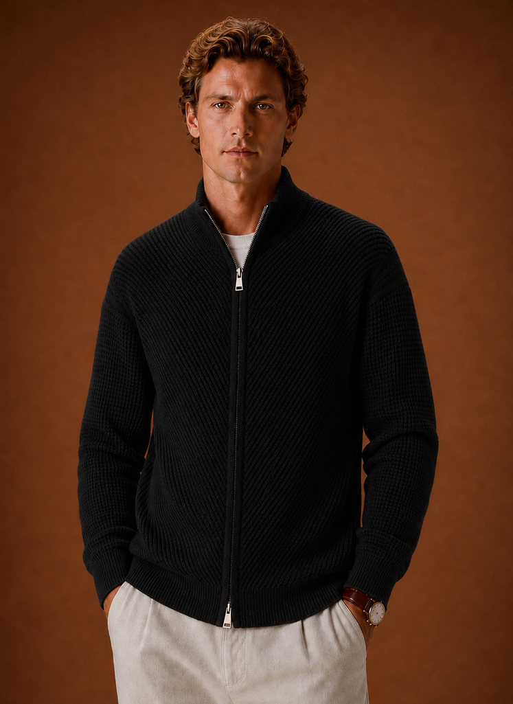 Men's Knit Cardigan - Full Zip Casual Sweater | Areleon