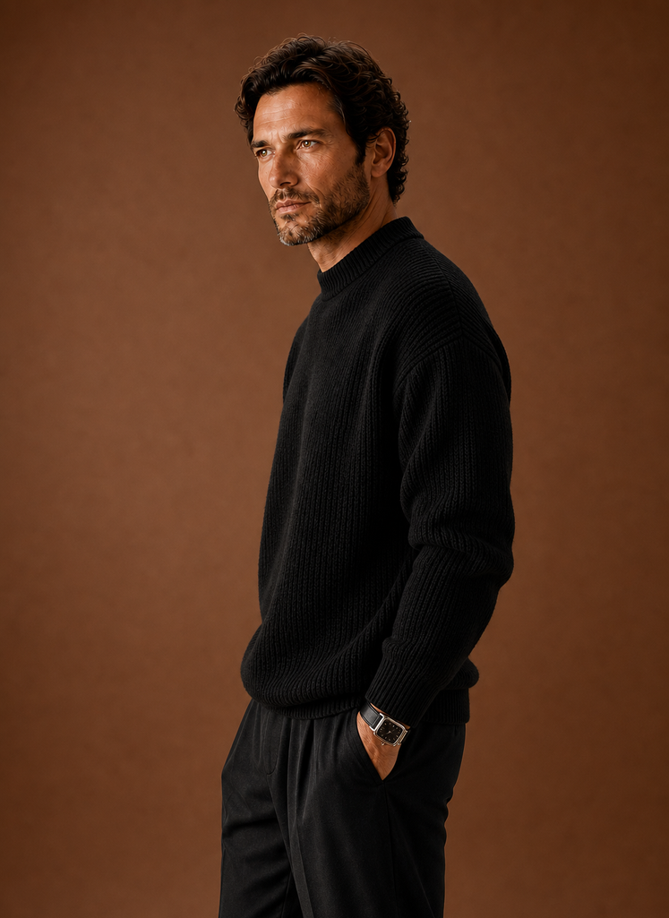 Men's Ribbed Knit Sweater - Crew Neck Pullover | Areleon