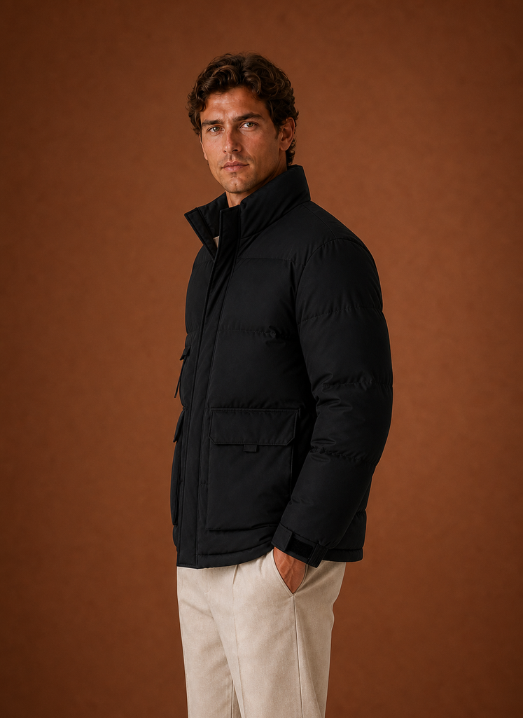Men's Puffer Jacket - High-Neck Winter Coat | Areleon