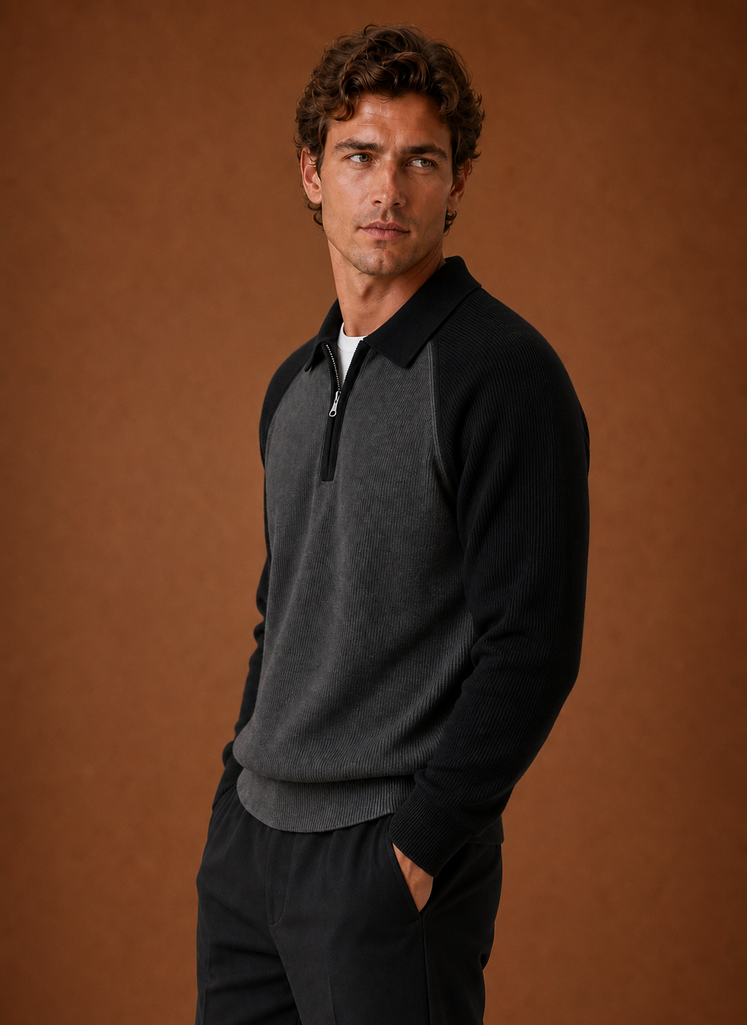 Men's Half Zip Sweater - Long Sleeve Knit Pullover | Areleon