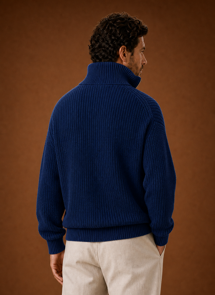 Men's Half Zip Sweater - Oversized Ribbed Pullover | Areleon