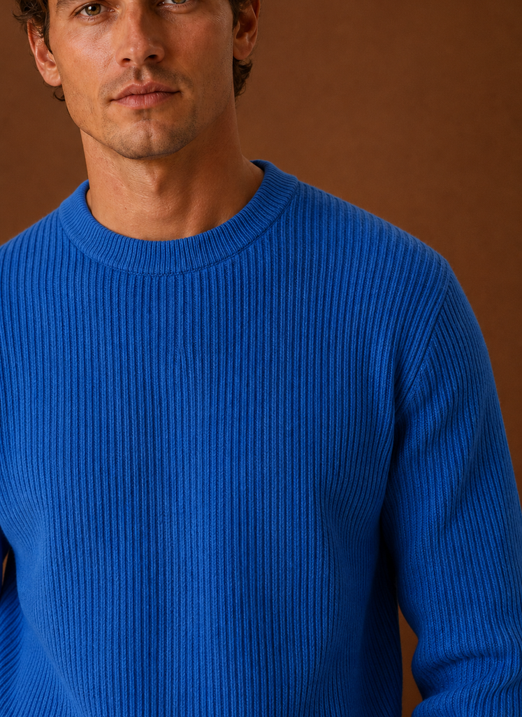 Men's Knit Crewneck Sweater - Ribbed Pullover | Areleon