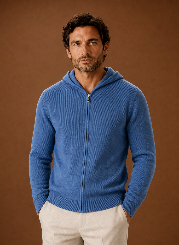 Men's Full Zip Hoodie - Knit Zip-Up Layering Piece | Areleon