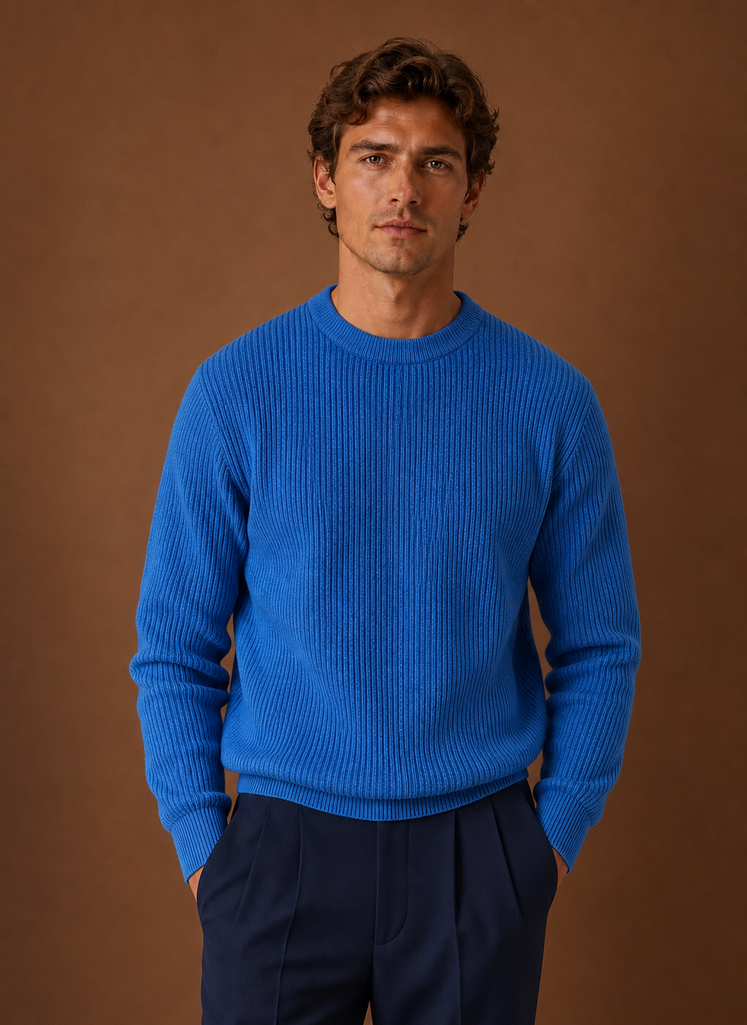 Men's Knit Crewneck Sweater - Ribbed Pullover | Areleon