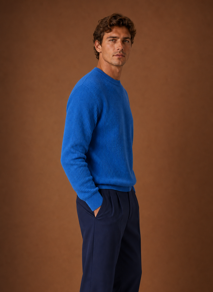Men's Knit Crewneck Sweater - Ribbed Pullover | Areleon