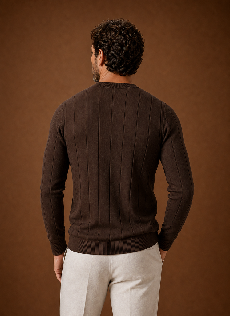 Men's Crew Neck Sweater - Slim Fit Ribbed Pullover | Areleon