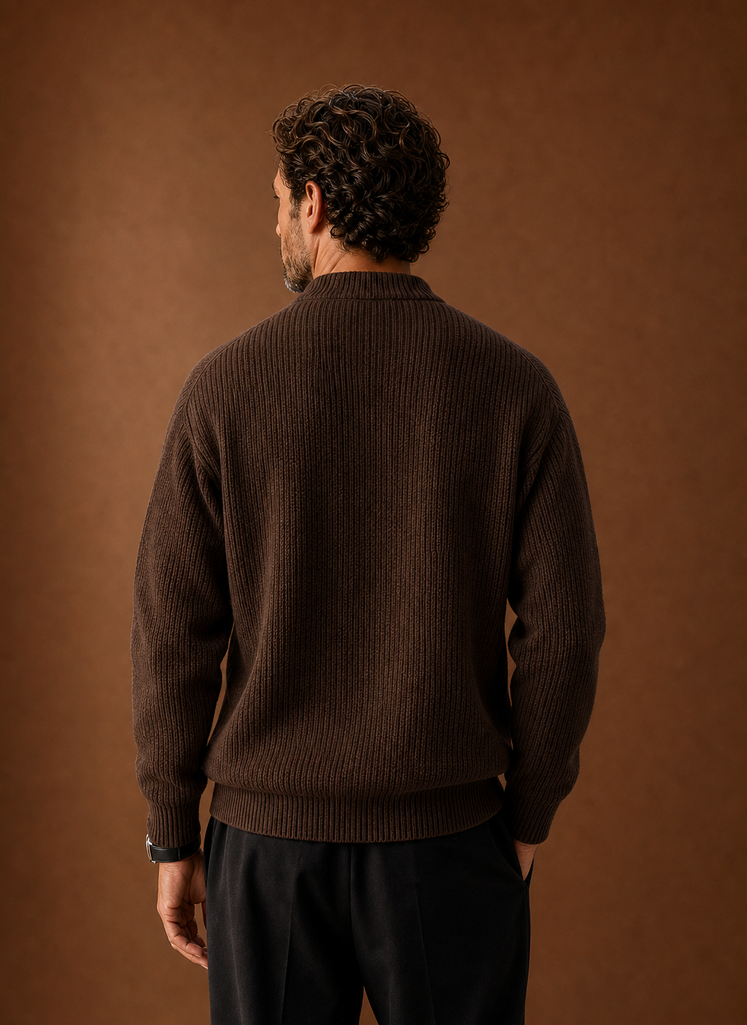 Men's Ribbed Knit Sweater - Crew Neck Pullover | Areleon