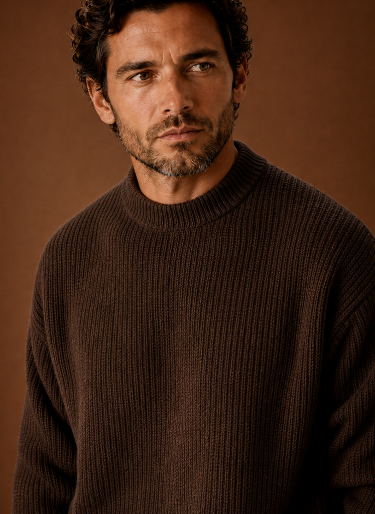 Men's Ribbed Knit Sweater - Crew Neck Pullover | Areleon