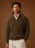 Men's Half Zip Sweater - Oversized Ribbed Pullover | Areleon