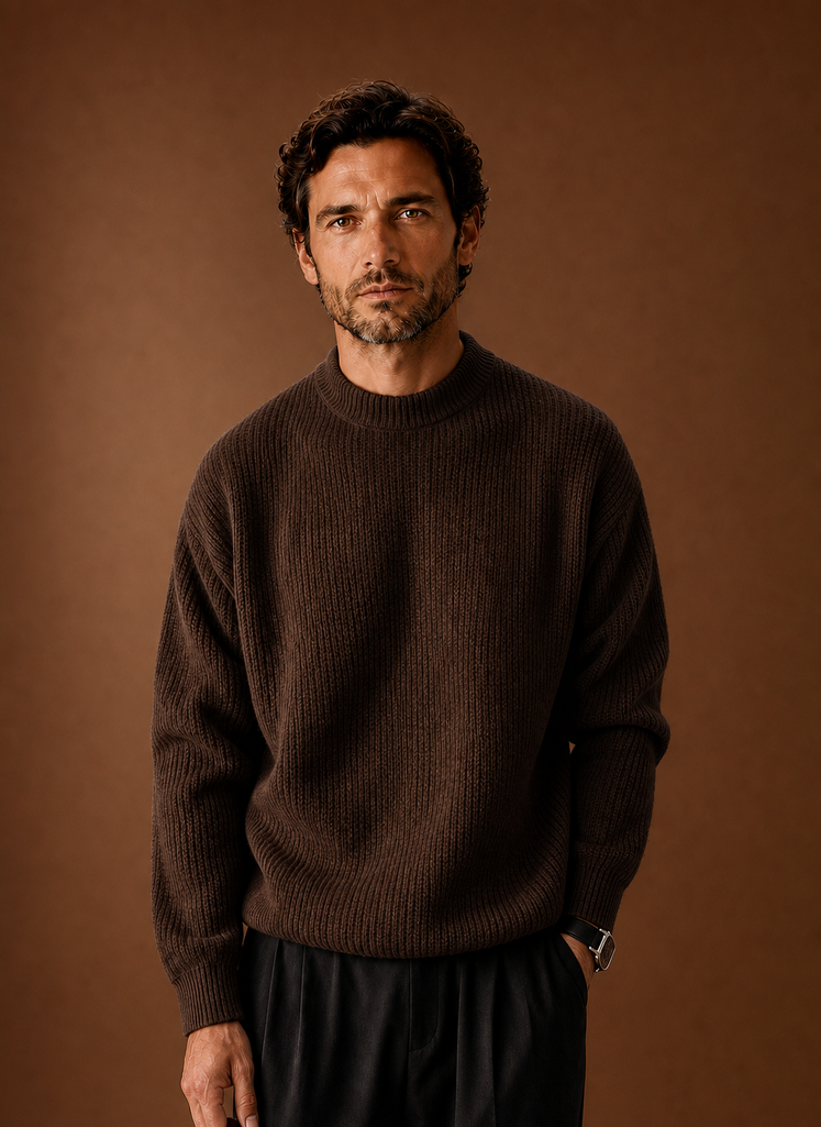 Men's Ribbed Knit Sweater - Crew Neck Pullover | Areleon