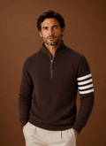Men's Half Zip Sweater - Striped Long Sleeve Pullover | Areleon