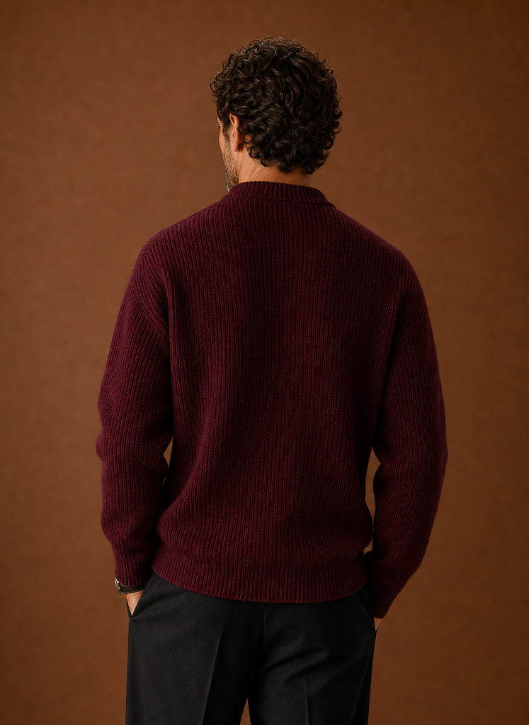 Men's Ribbed Knit Sweater - Crew Neck Pullover | Areleon