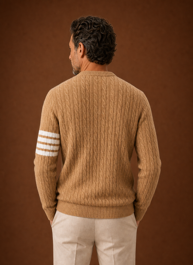 Men's Cable Knit Sweater - Crew Neck Pullover | Areleon