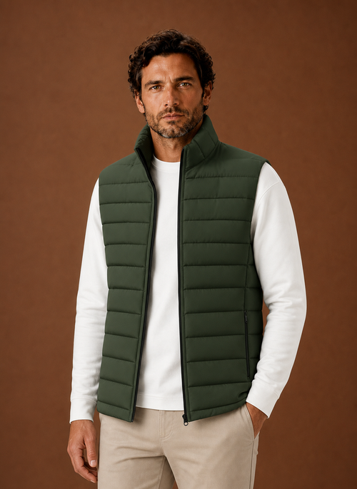 Bodywarmer heren donkergroen, vooraanzicht – Estrani