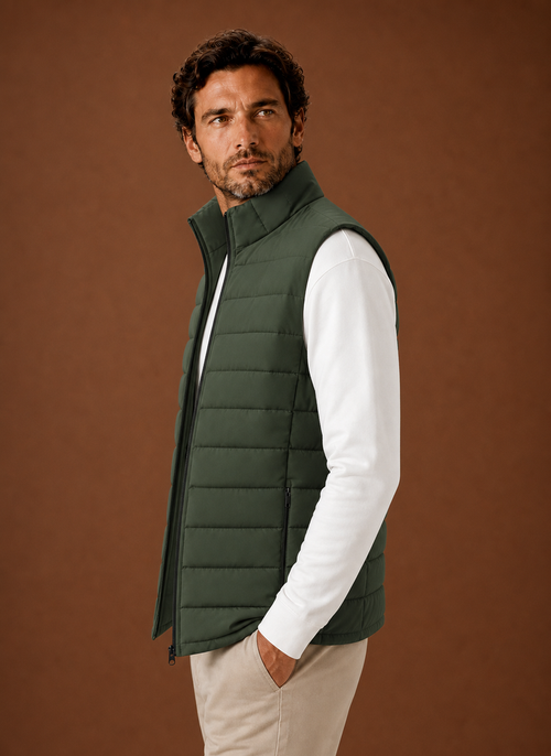 Bodywarmer heren donkergroen, zijaanzicht – Estrani