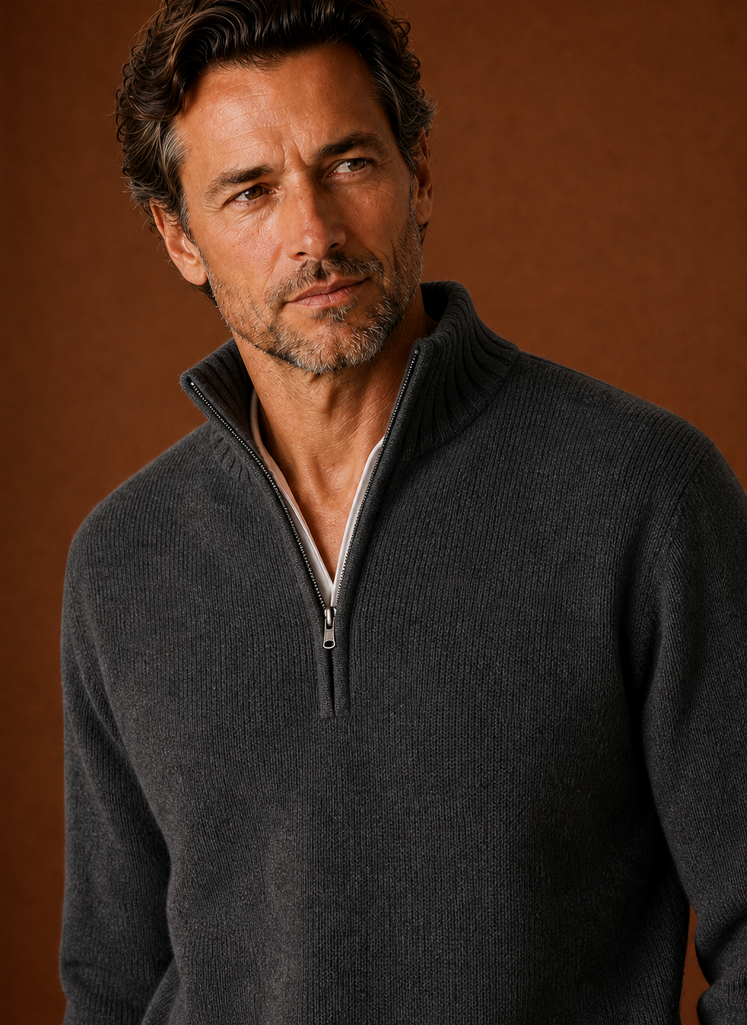 Men's Half Zip Sweater - Knit Pullover | Areleon