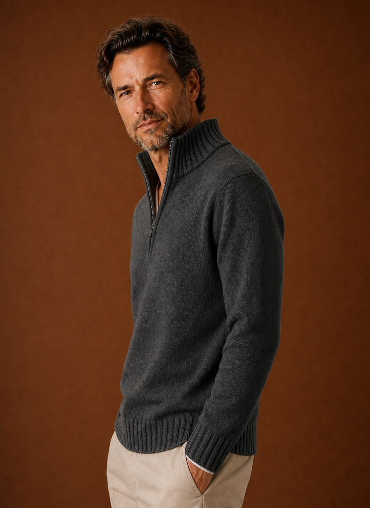 Men's Half Zip Sweater - Knit Pullover | Areleon