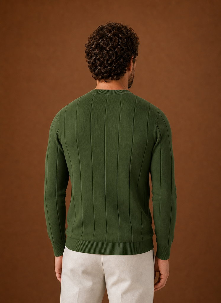 Men's Crew Neck Sweater - Slim Fit Ribbed Pullover | Areleon