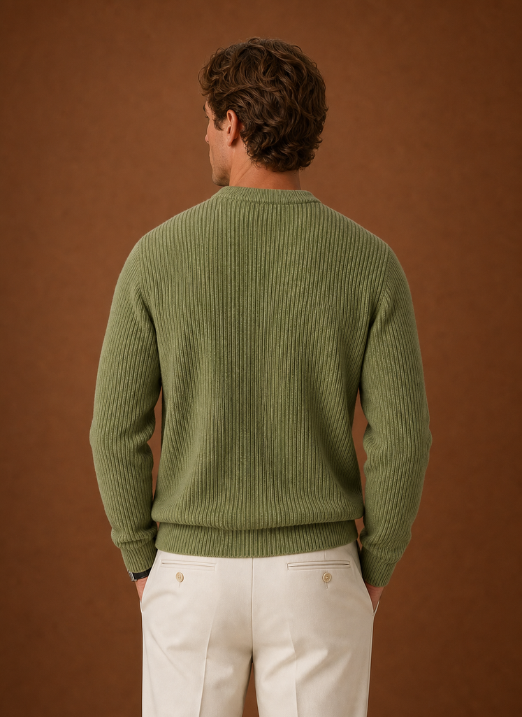 Men's Knit Crewneck Sweater - Ribbed Pullover | Areleon