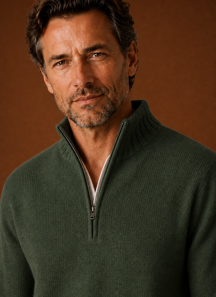 Men's Half Zip Sweater - Knit Pullover | Areleon
