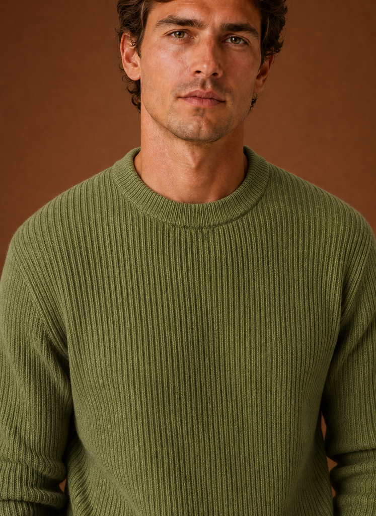 Men's Knit Crewneck Sweater - Ribbed Pullover | Areleon