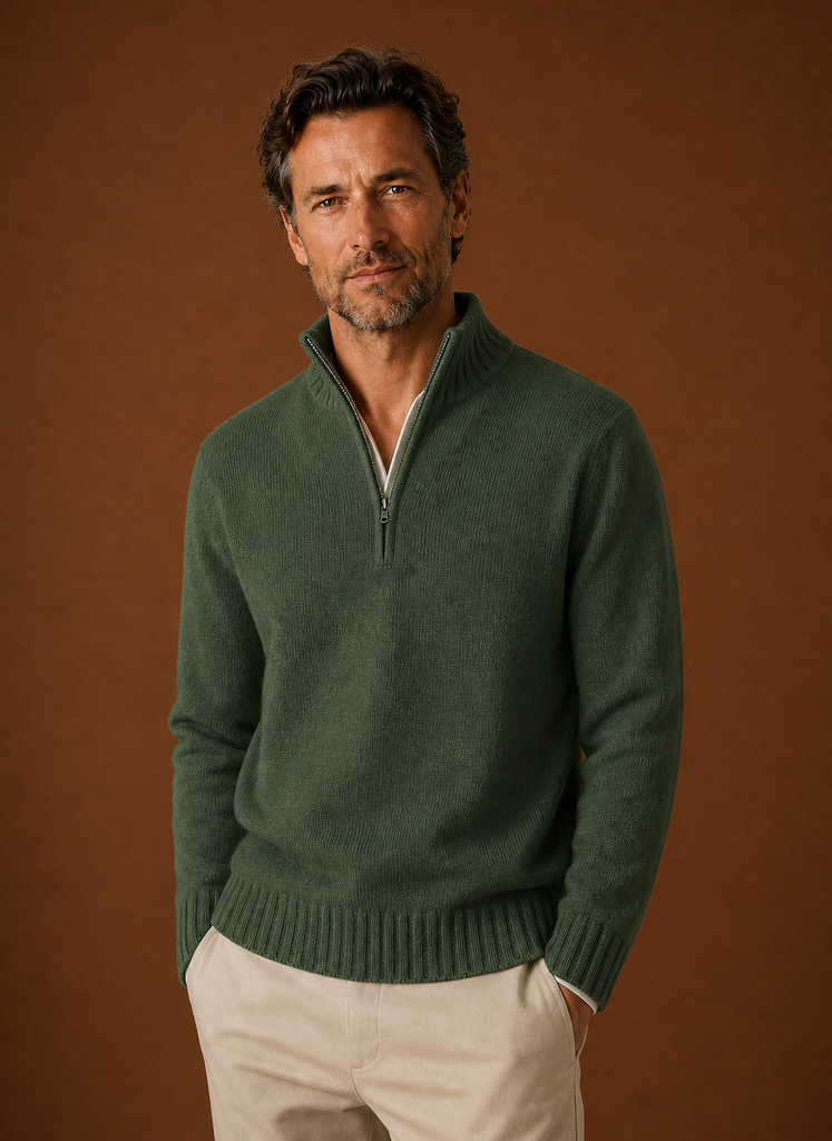 Men's Half Zip Sweater - Knit Pullover | Areleon