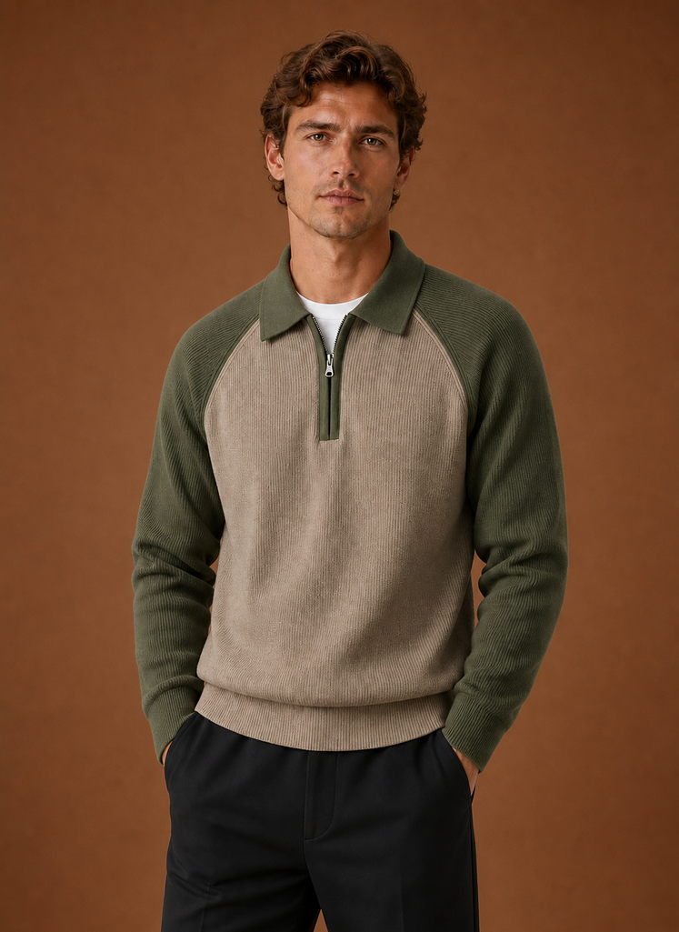 Men's Half Zip Sweater - Long Sleeve Knit Pullover | Areleon