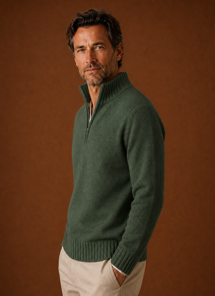 Men's Half Zip Sweater - Knit Pullover | Areleon